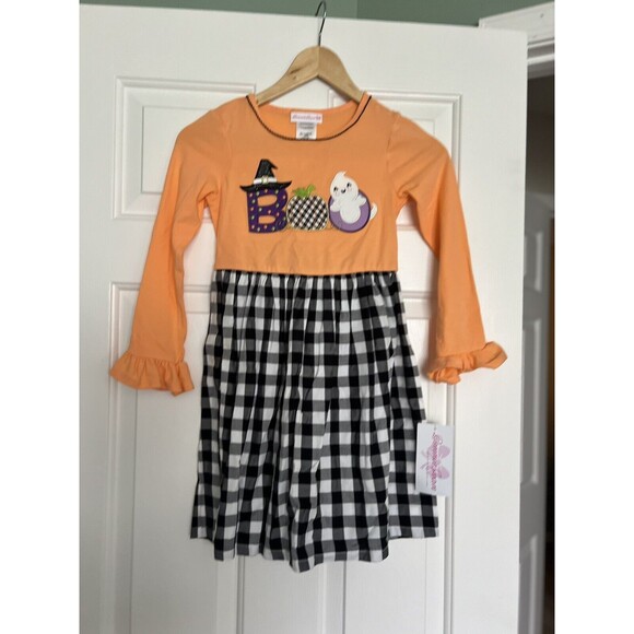 Bonnie Jean Boo Appliqué Halloween Gingham Dress Size 7 NWT - Picture 1 of 8